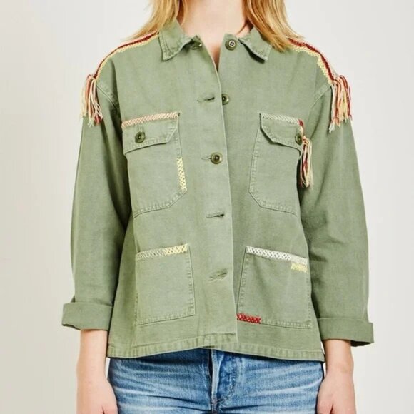 THE GREAT. Jackets & Blazers - The Great The Sergeant Green Army Shirt Jacket
